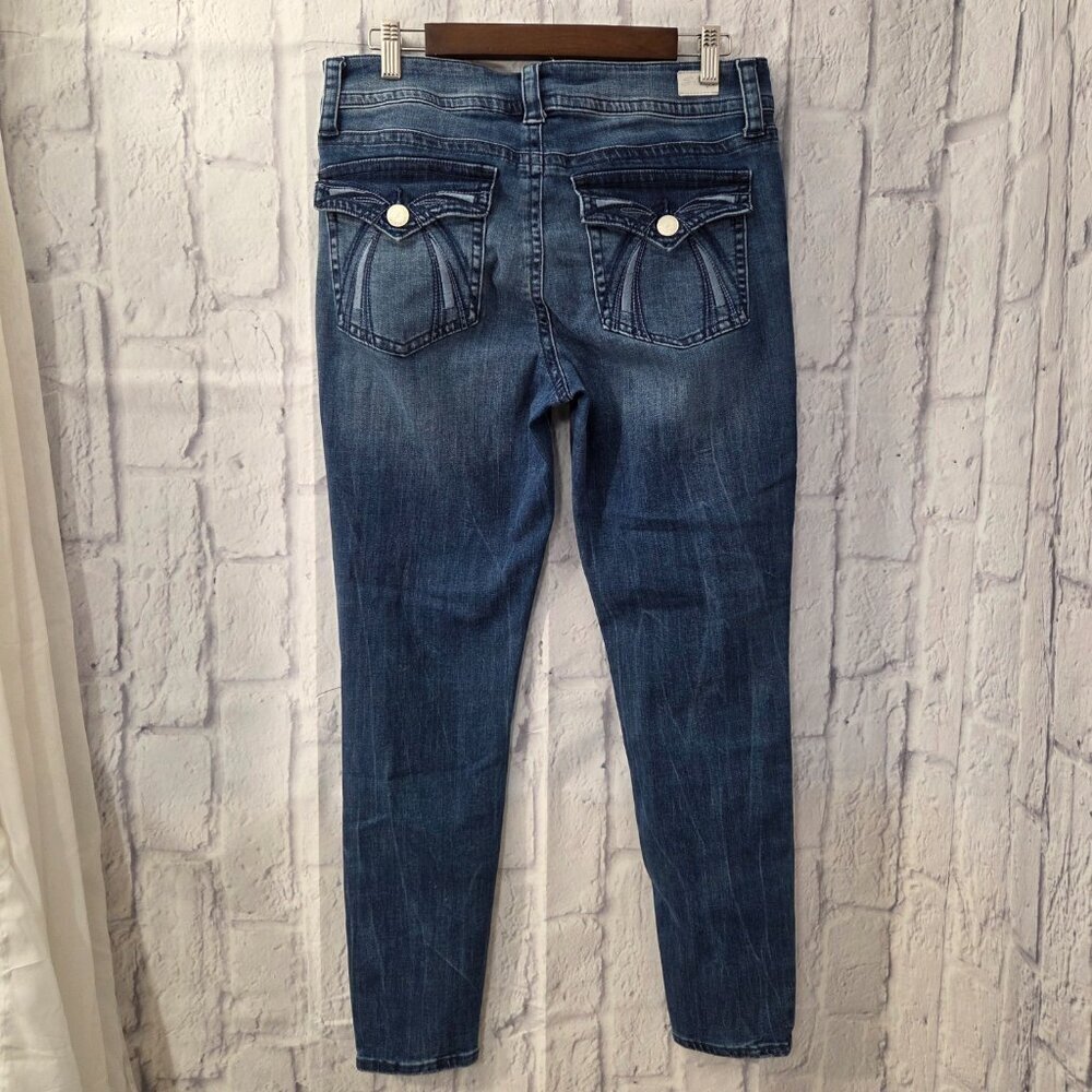 Seven7 Starlette Size 12 Medium Wash Denim Blue Pocket Detail Mid Rise Skinny - Picture 4 of 10